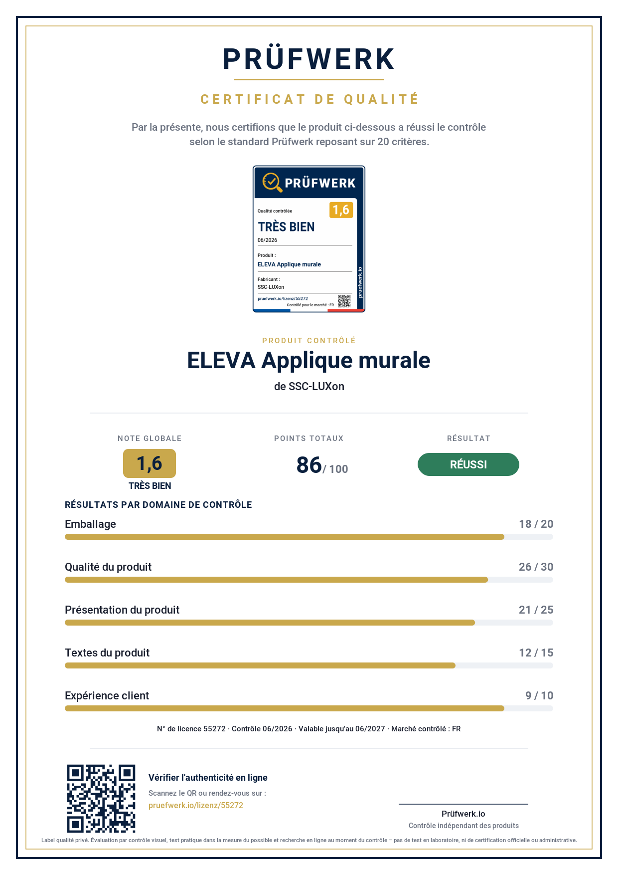 Certificat – aperçu