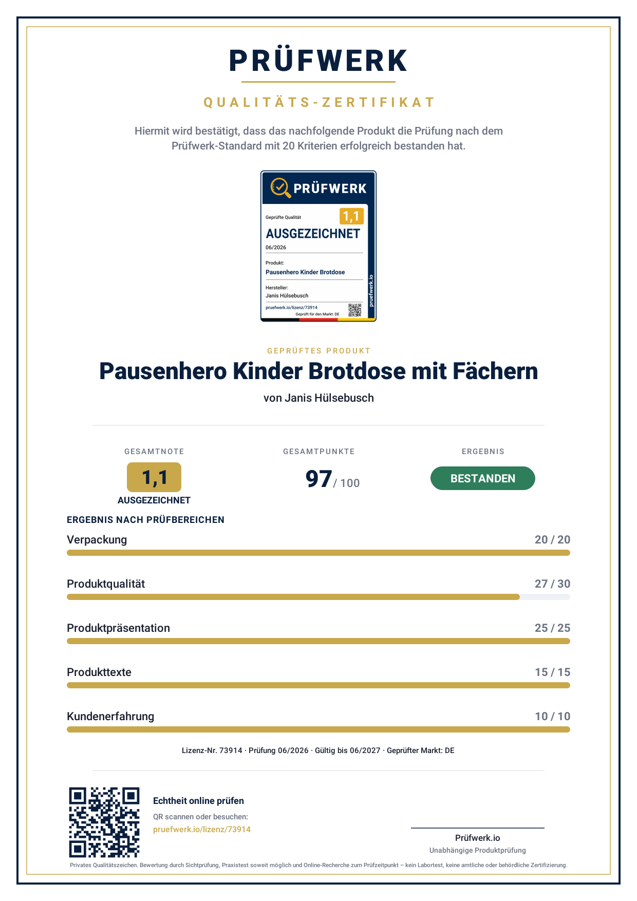 Zertifikat – Ansicht